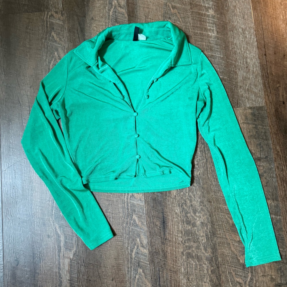 Green Button-Up Women's Top